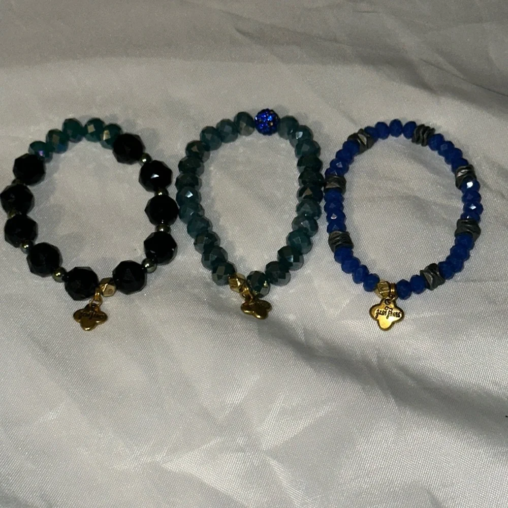 Girl’s‎ Gem Jams by Erimish stretch bead bracelet set blue black missing gems